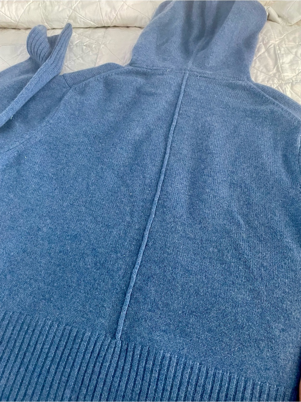 Women's Blue Knit Hooded Sweater - Picture 5 of 5